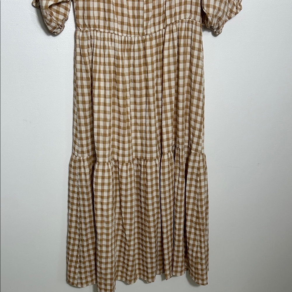 Mango Plaid Puff Sleeve Midi Dress - Picture 6 of 7
